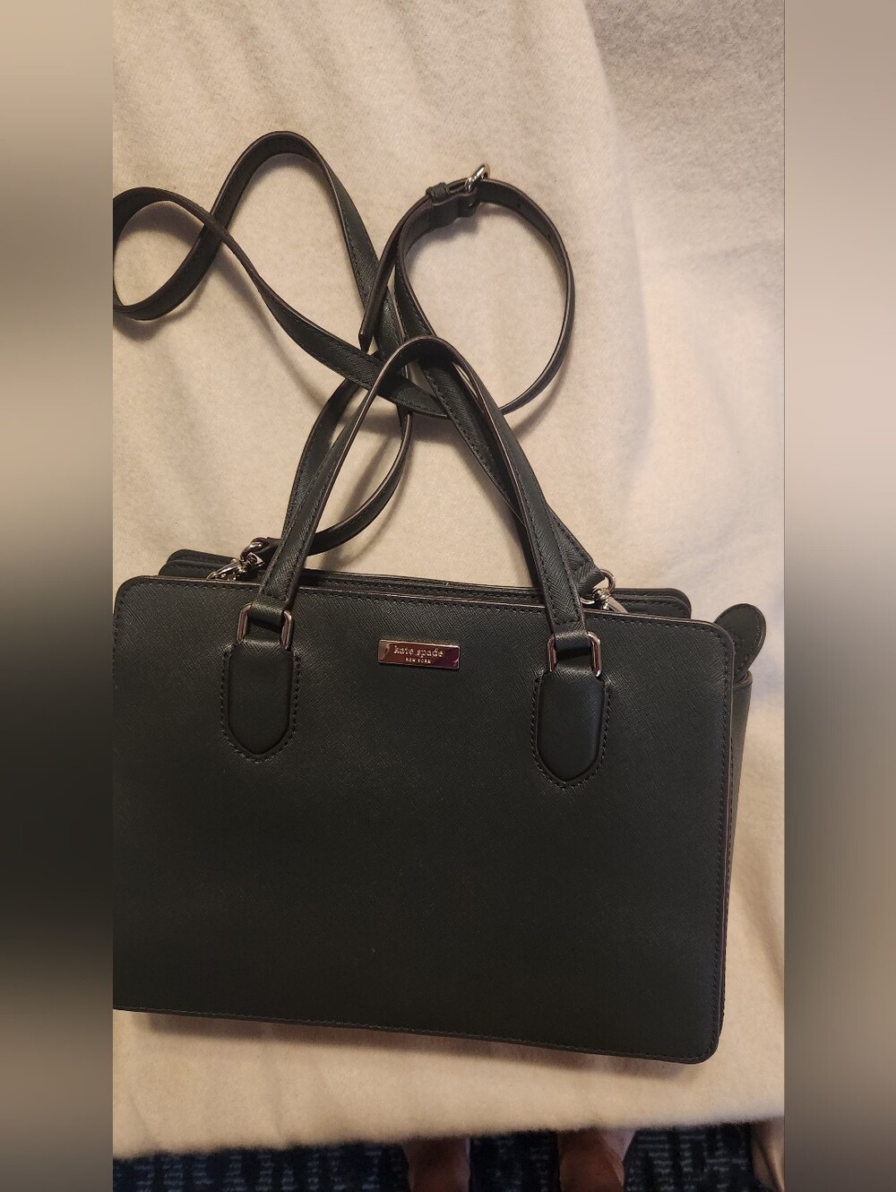 Kate Spade Hunter Green Saffiano Leather Satchel - Structured Crossbody Tote